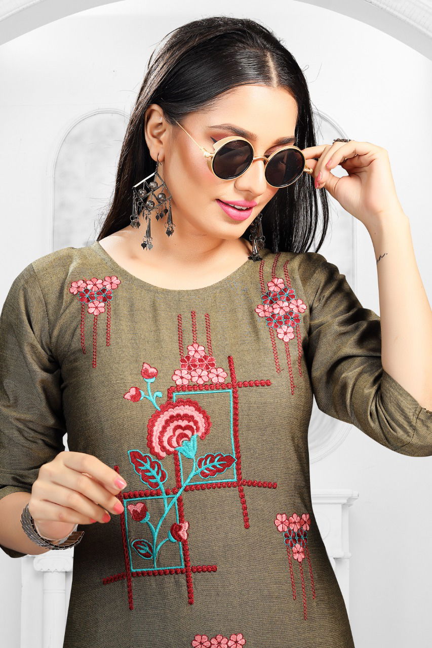 Fashion Talk Roohi Fancy Designer Style Casual Wear Rayon Kurtis With Bottom Collection 
